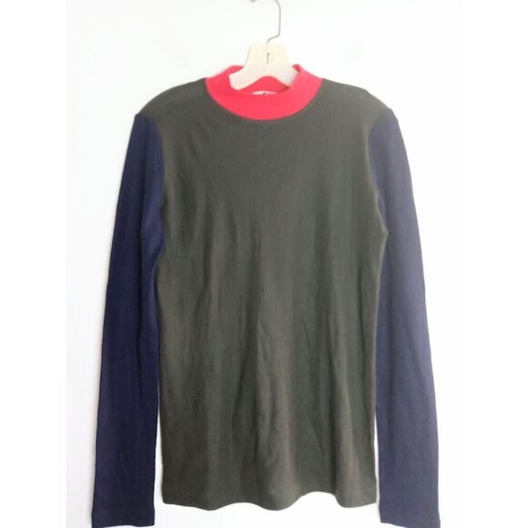 Hache  Italian Design Virgin Wool Blue, Brown Mock Neck Sweater size EU 40/Large - Picture 1 of 10